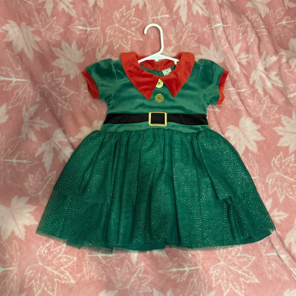 Festive Green and Red Elf Costume for Kids